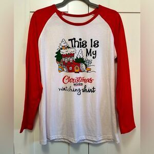 Christmas Movie Watching Shirt Red & White Sz MED NEW!